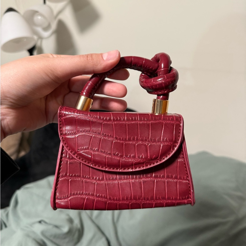 Mini Elegant Red Croc-Embossed Handbag